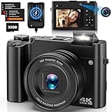 4K Digitalkamera Fotokamera Dual Kamera 64 MP Autofokus Vlogging Fotokamera mit 32GB Speicherkarte,...